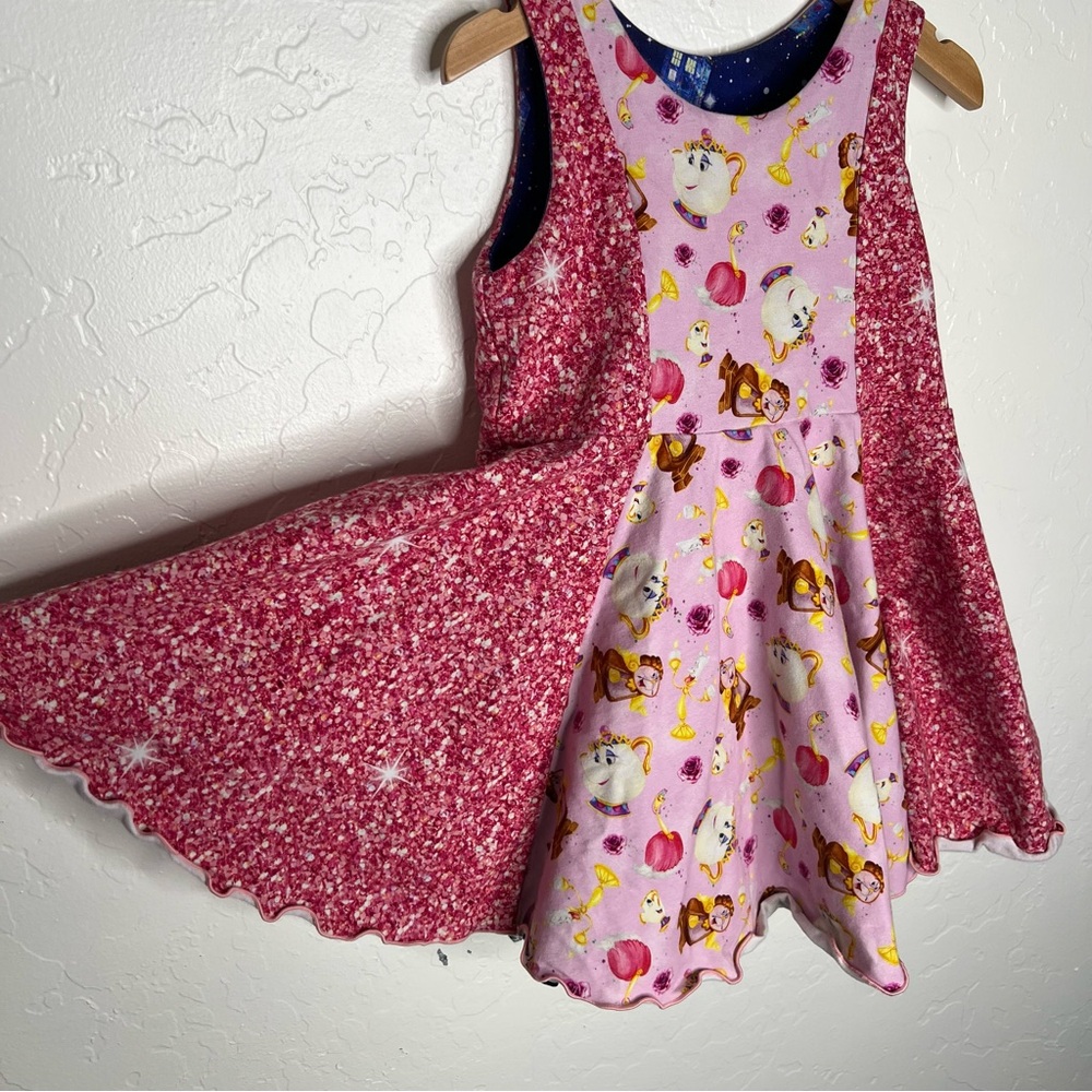 Beauty & the Beast / Dr Who Reversible Dress handmade Shop NO TAG size 5/6? - Picture 3 of 10